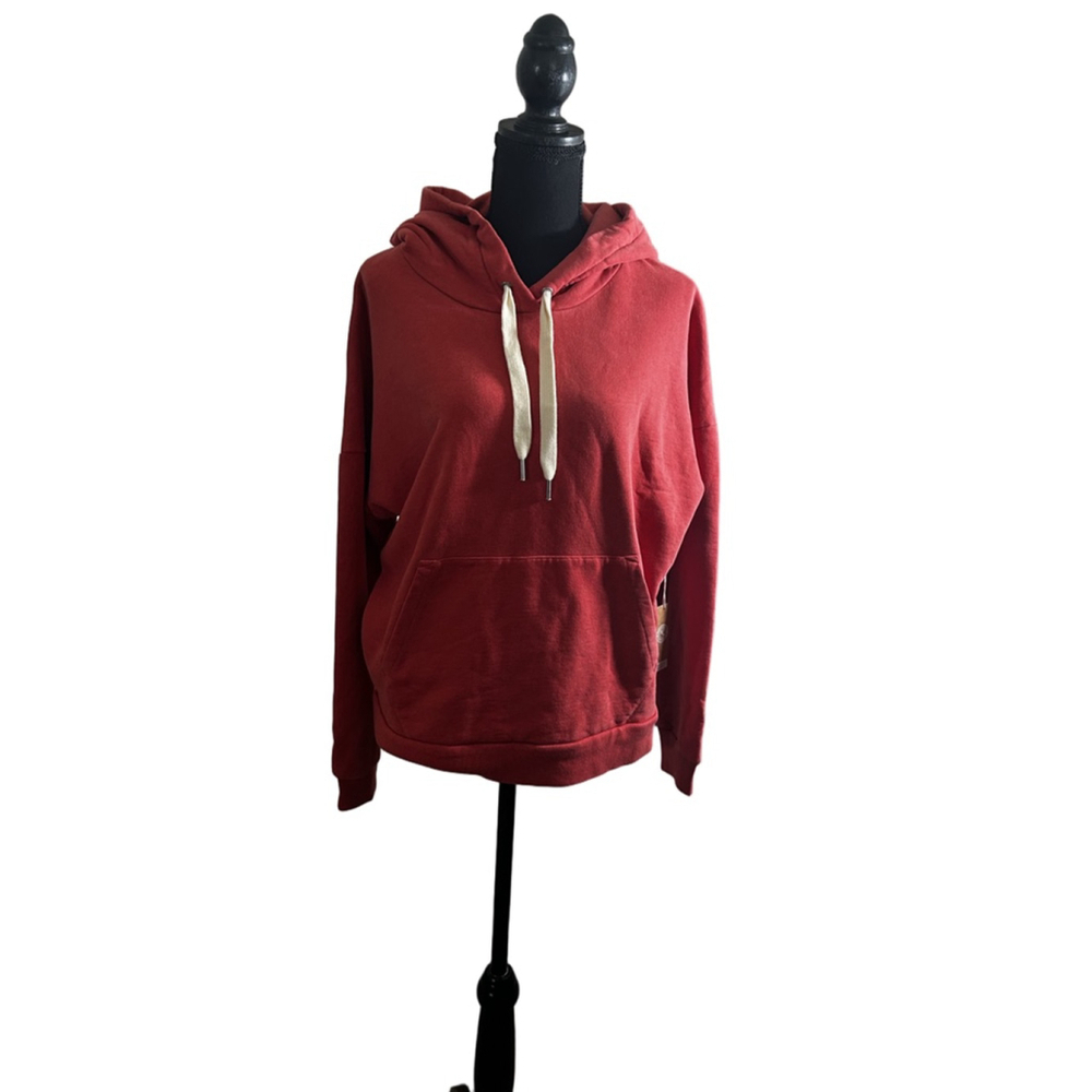 Outerknown Second Spin, Orange-Red Hoodie, Women’s Pullover Sweatshirt Size M